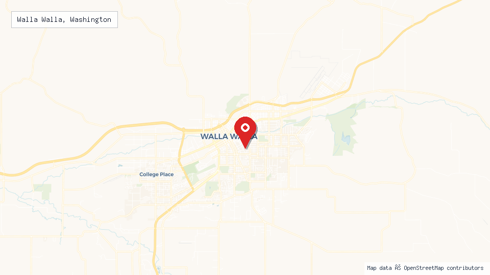 Street map of Walla Walla, Washington with location pin