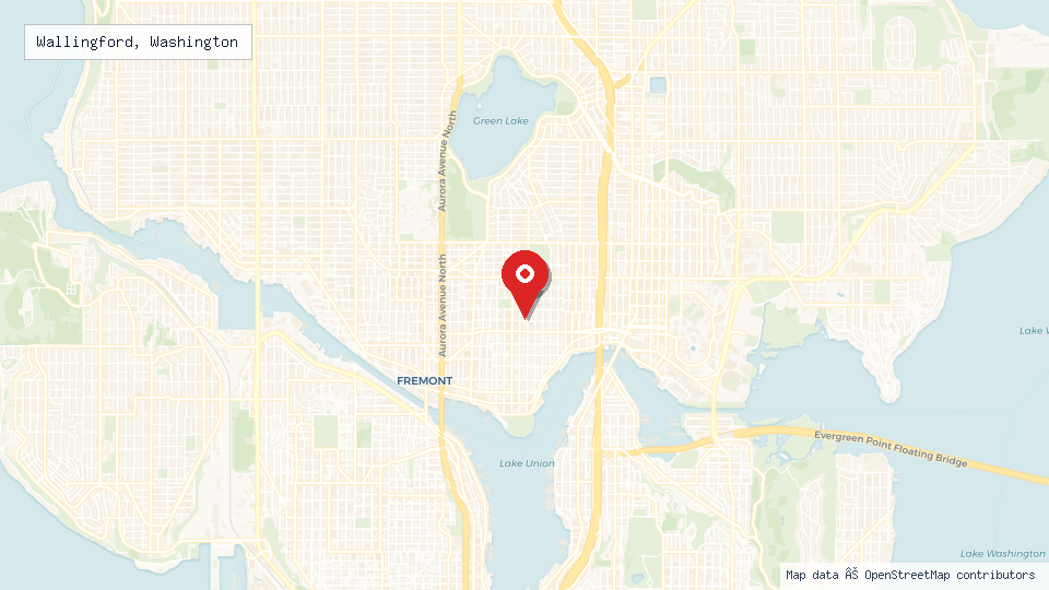 Street map of Wallingford, Washington with location pin