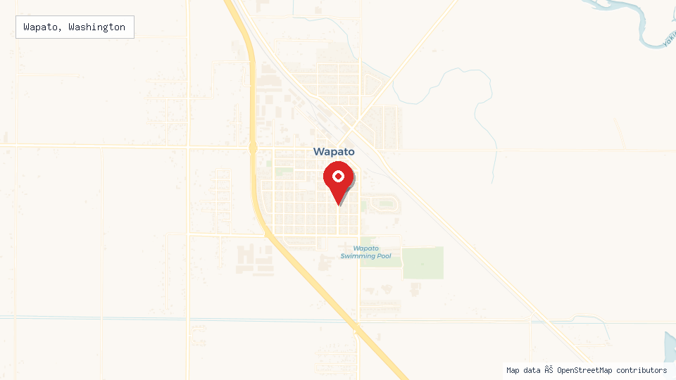 Street map of Wapato, Washington with location pin