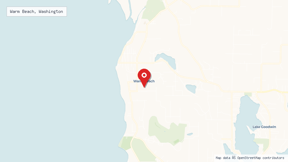 Street map of Warm Beach, Washington with location pin