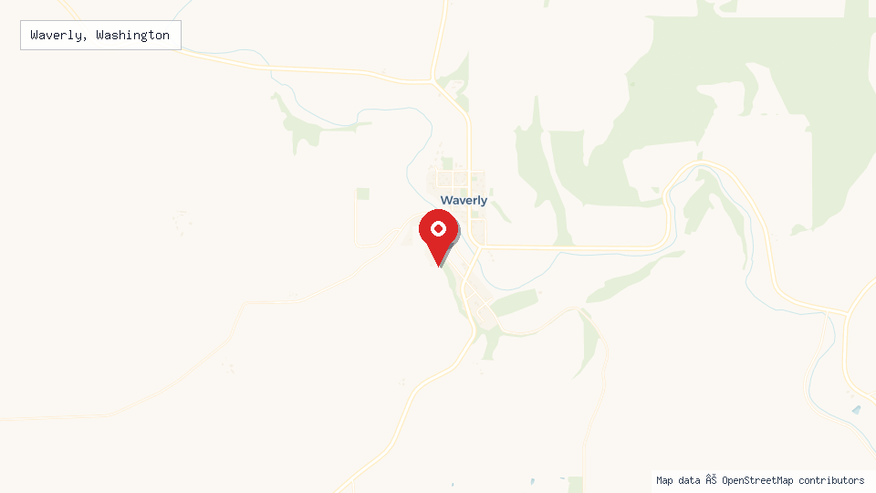 Street map of Waverly, Washington with location pin