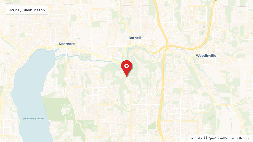 Street map of Wayne, Washington with location pin