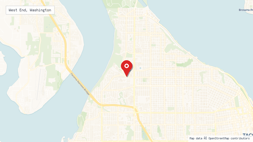 Street map of West End, Washington with location pin