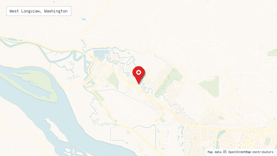 Street map of West Longview, Washington with location pin