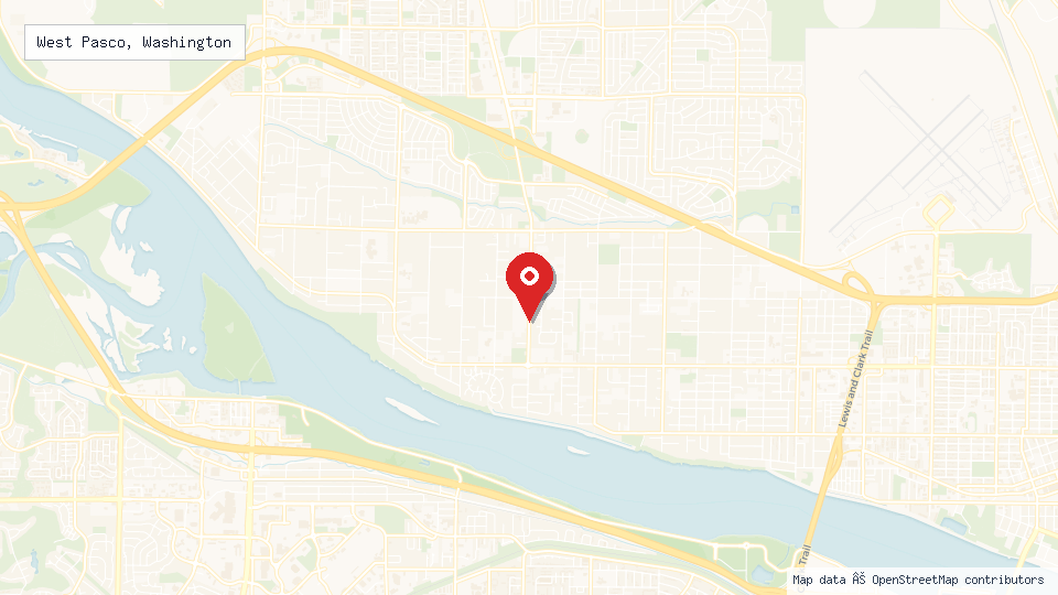 Street map of West Pasco, Washington with location pin