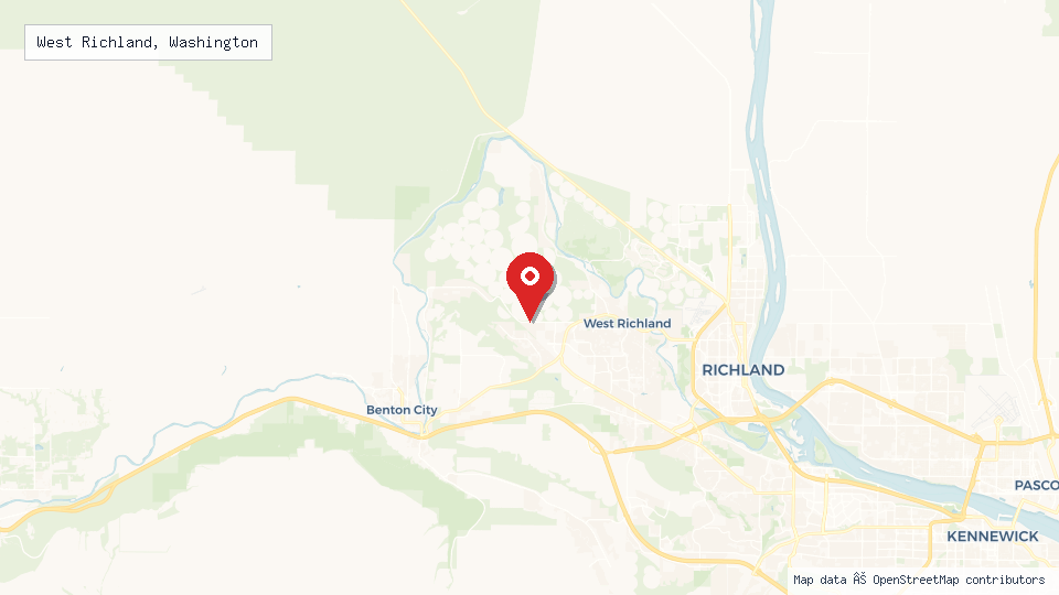 Street map of West Richland, Washington with location pin