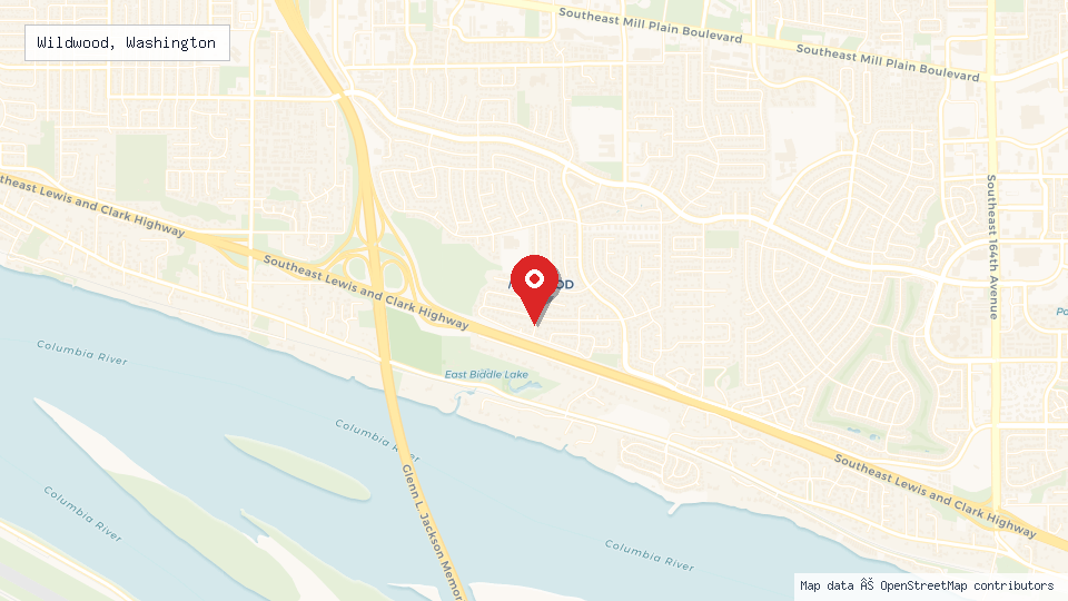 Street map of Wildwood, Washington with location pin