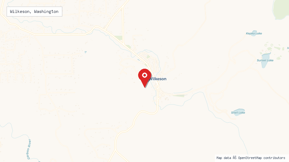 Street map of Wilkeson, Washington with location pin