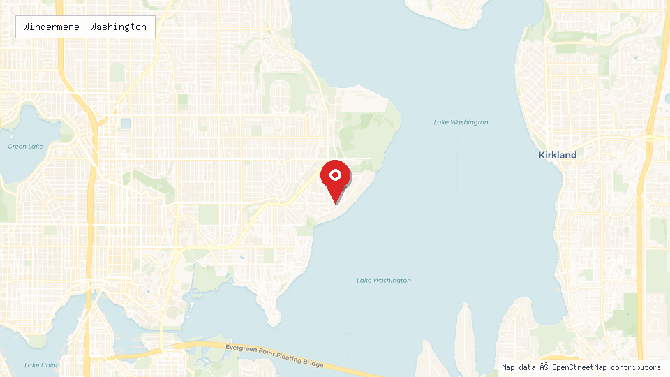 Street map of Windermere, Washington with location pin