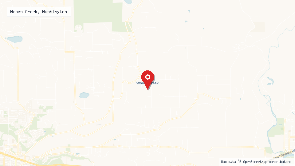 Street map of Woods Creek, Washington with location pin