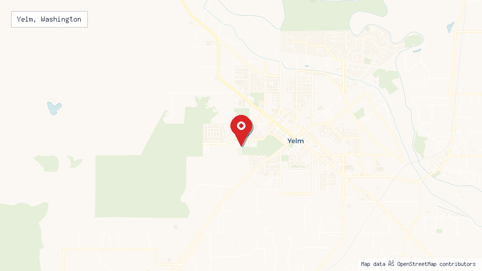 Street map of Yelm, Washington with location pin