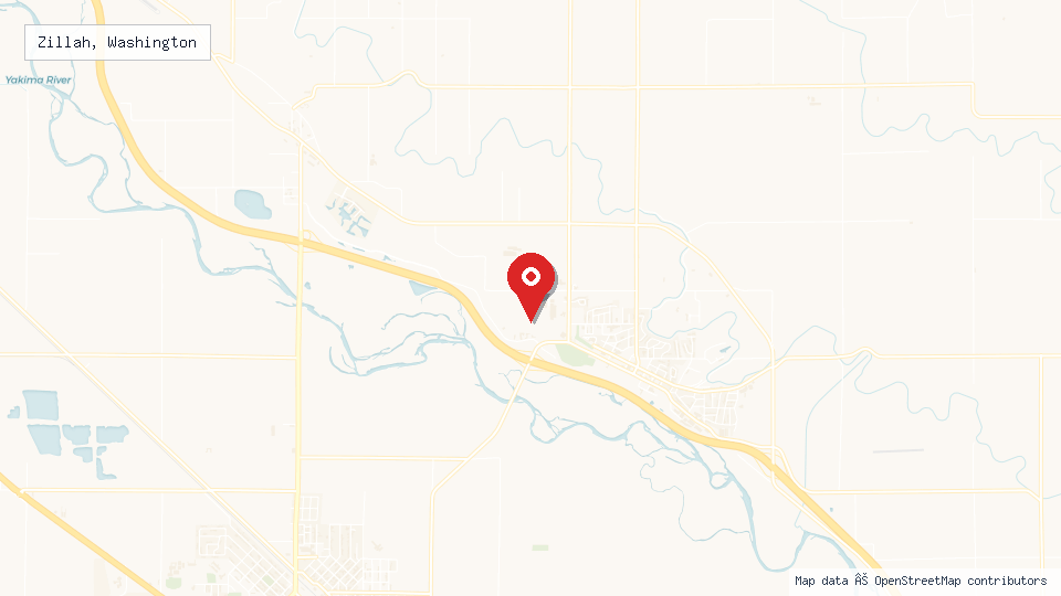 Street map of Zillah, Washington with location pin