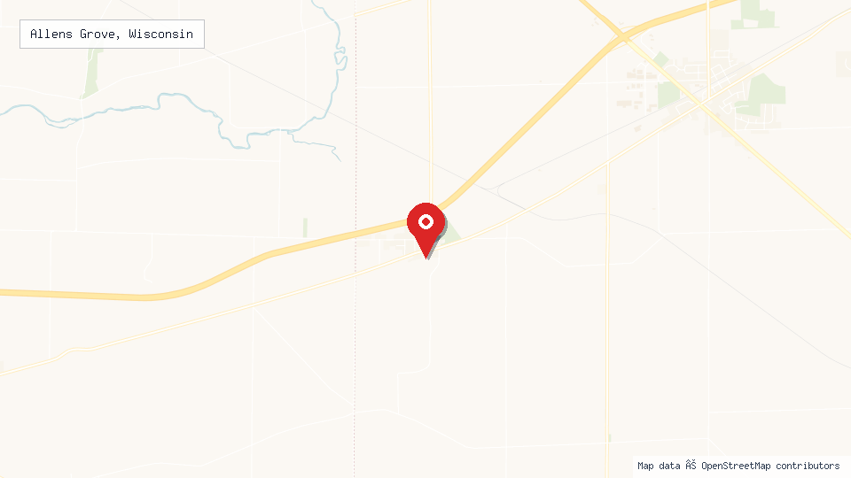 Street map of Allens Grove, Wisconsin with location pin