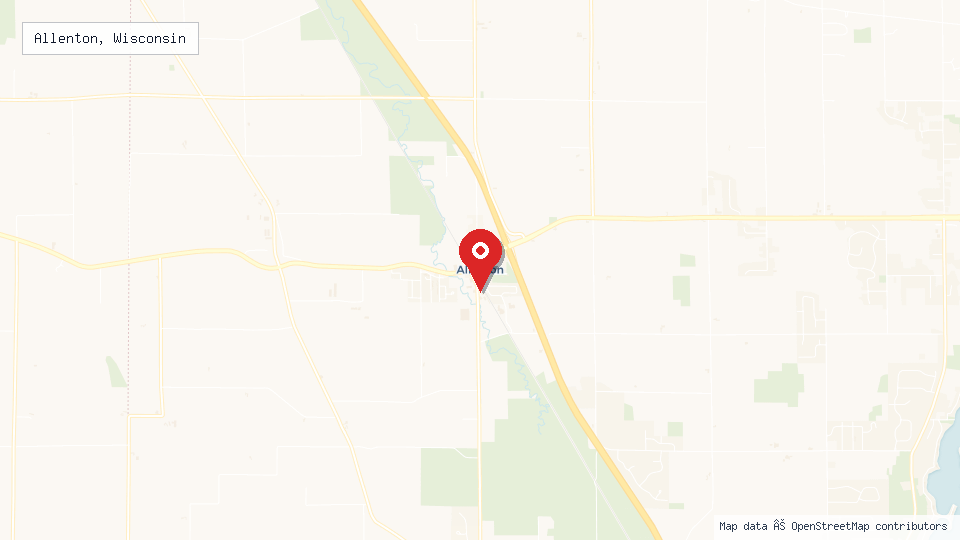 Street map of Allenton, Wisconsin with location pin