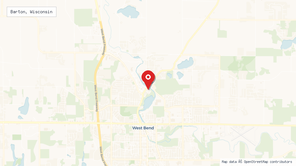 Street map of Barton, Wisconsin with location pin