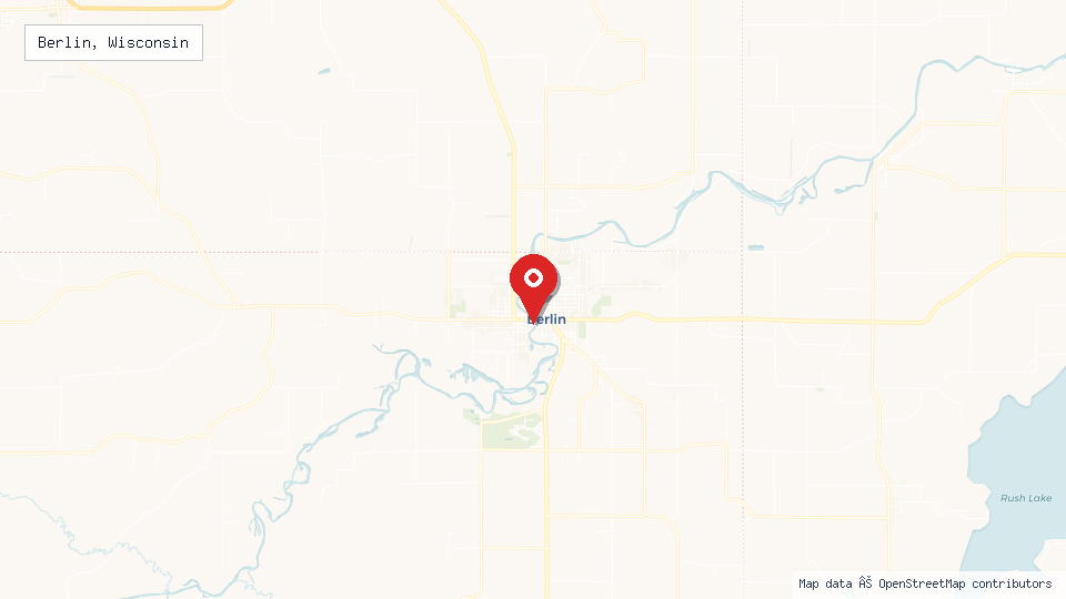Street map of Berlin, Wisconsin with location pin