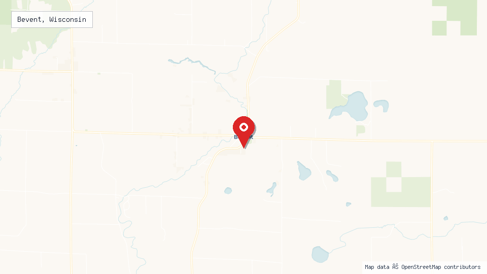Street map of Bevent, Wisconsin with location pin