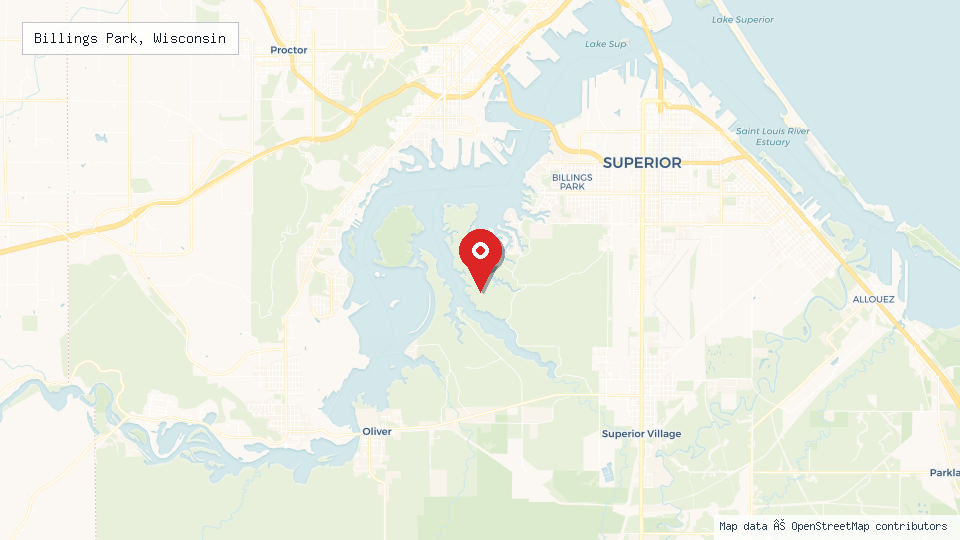 Street map of Billings Park, Wisconsin with location pin