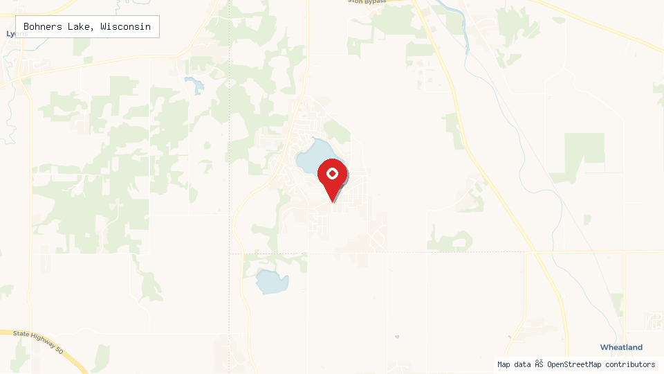 Street map of Bohners Lake, Wisconsin with location pin