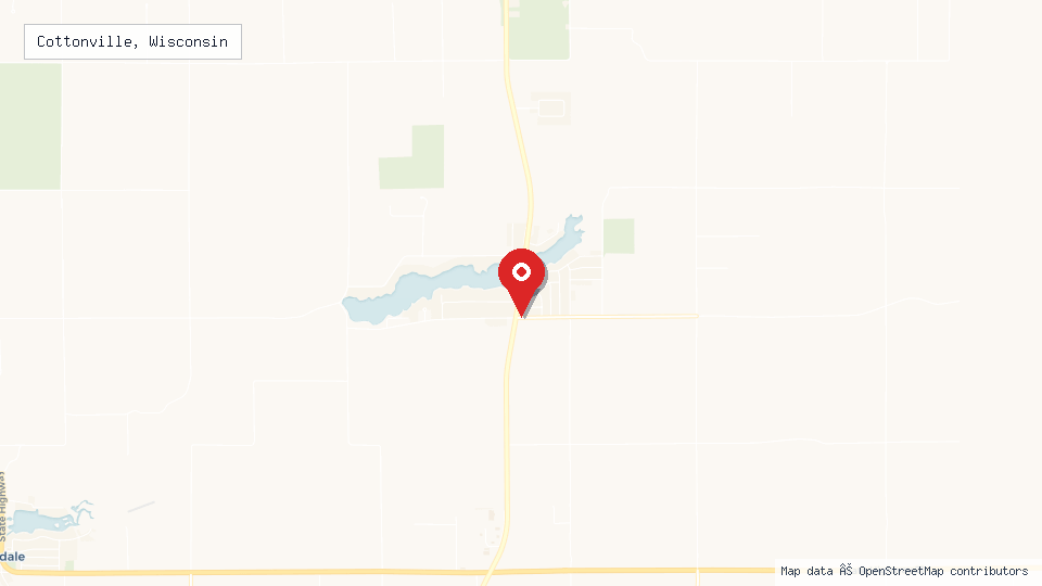 Street map of Cottonville, Wisconsin with location pin