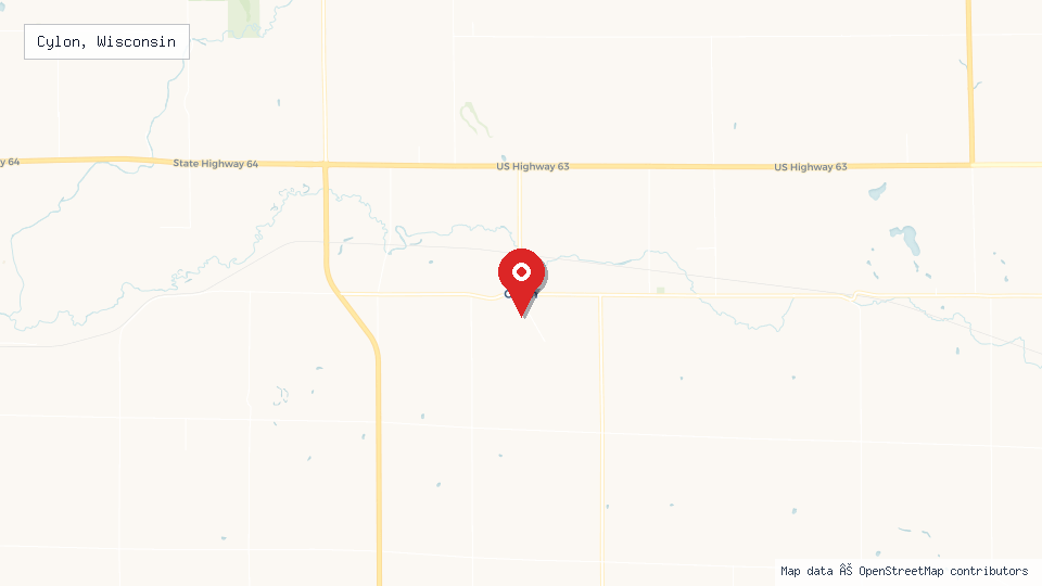 Street map of Cylon, Wisconsin with location pin