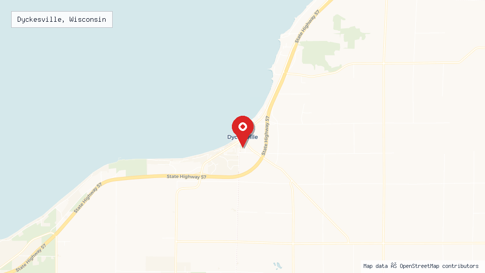 Street map of Dyckesville, Wisconsin with location pin
