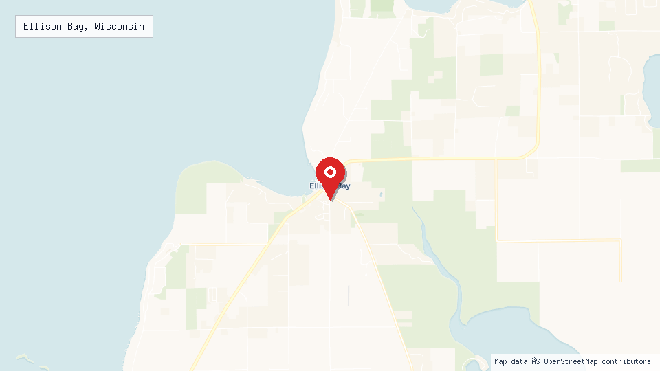Street map of Ellison Bay, Wisconsin with location pin