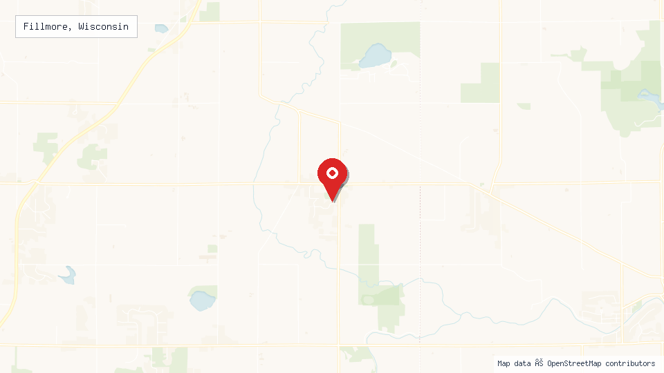 Street map of Fillmore, Wisconsin with location pin