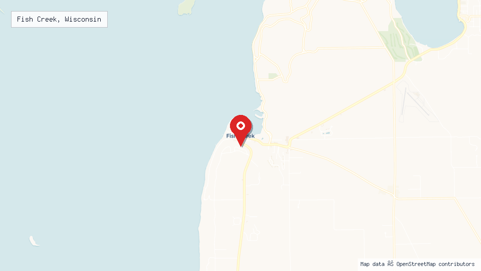 Street map of Fish Creek, Wisconsin with location pin
