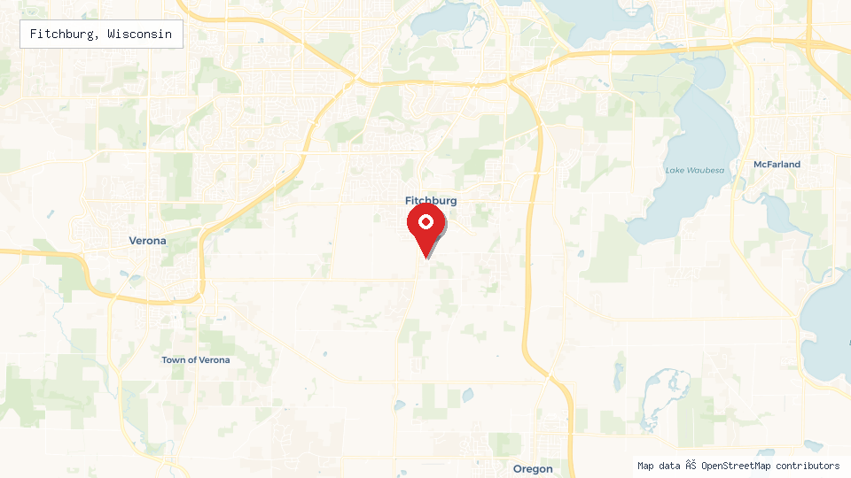 Street map of Fitchburg, Wisconsin with location pin