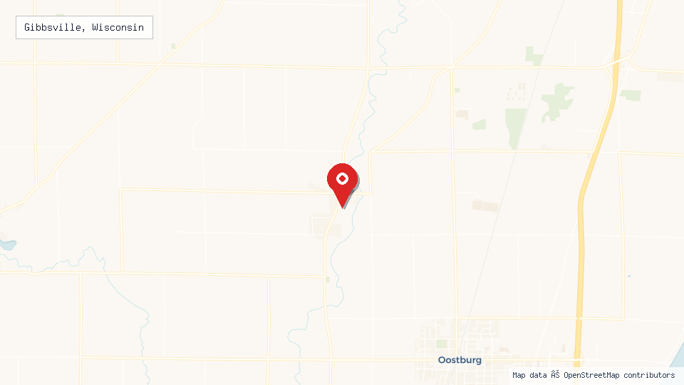 Street map of Gibbsville, Wisconsin with location pin