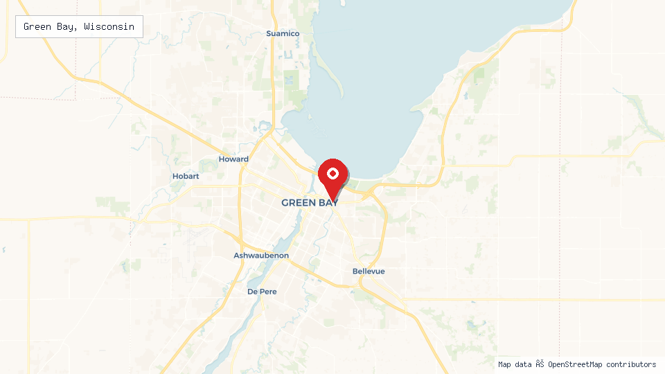 Street map of Green Bay, Wisconsin with location pin