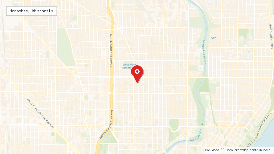 Street map of Harambee, Wisconsin with location pin