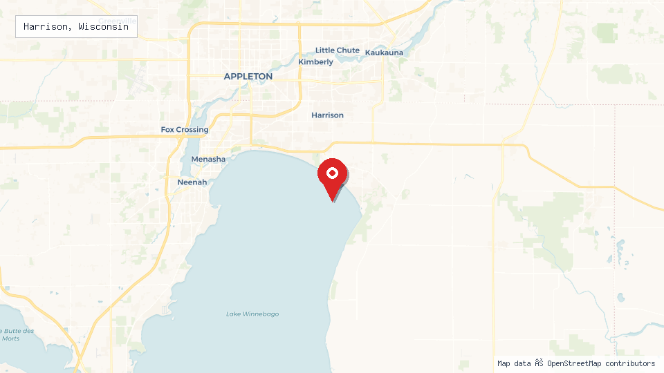 Street map of Harrison, Wisconsin with location pin