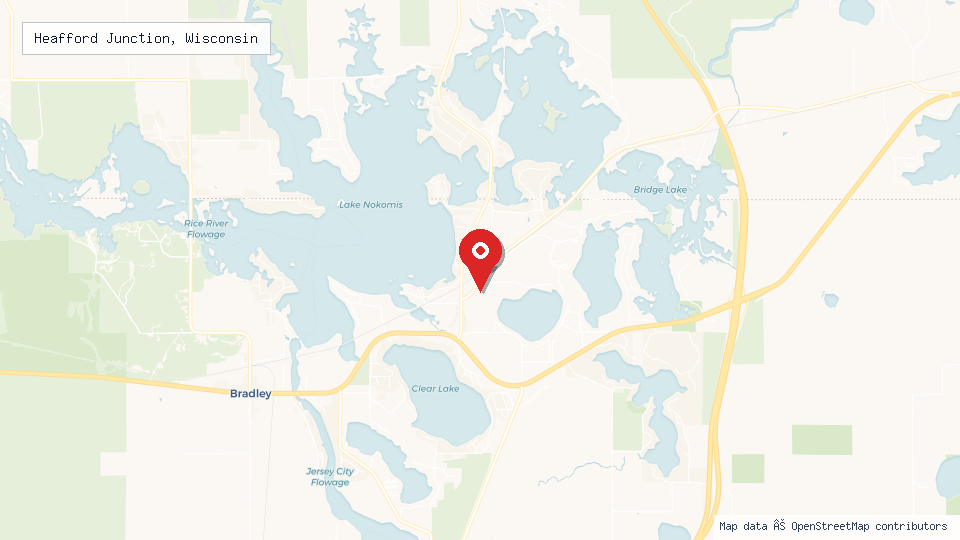 Street map of Heafford Junction, Wisconsin with location pin