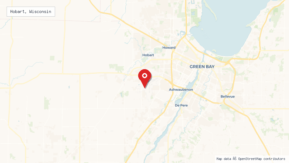 Street map of Hobart, Wisconsin with location pin