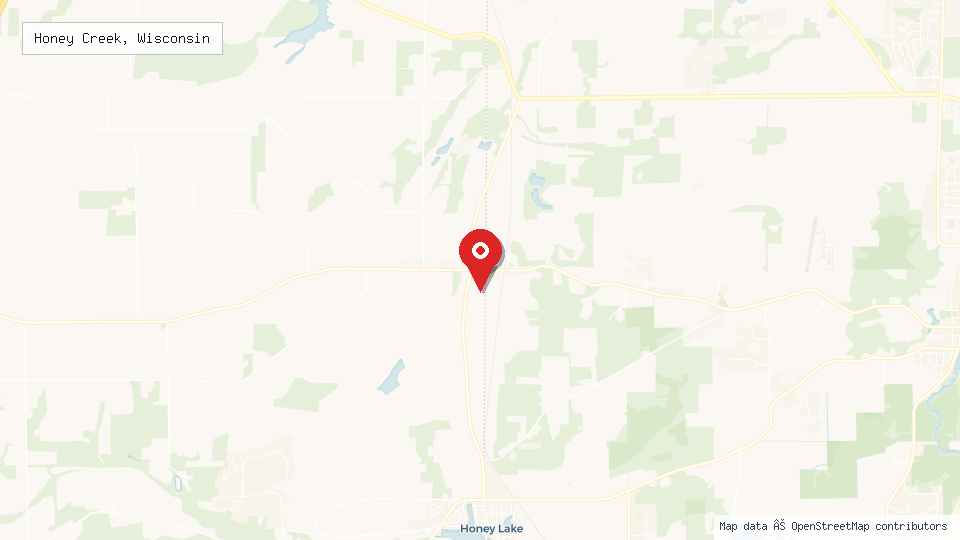 Street map of Honey Creek, Wisconsin with location pin