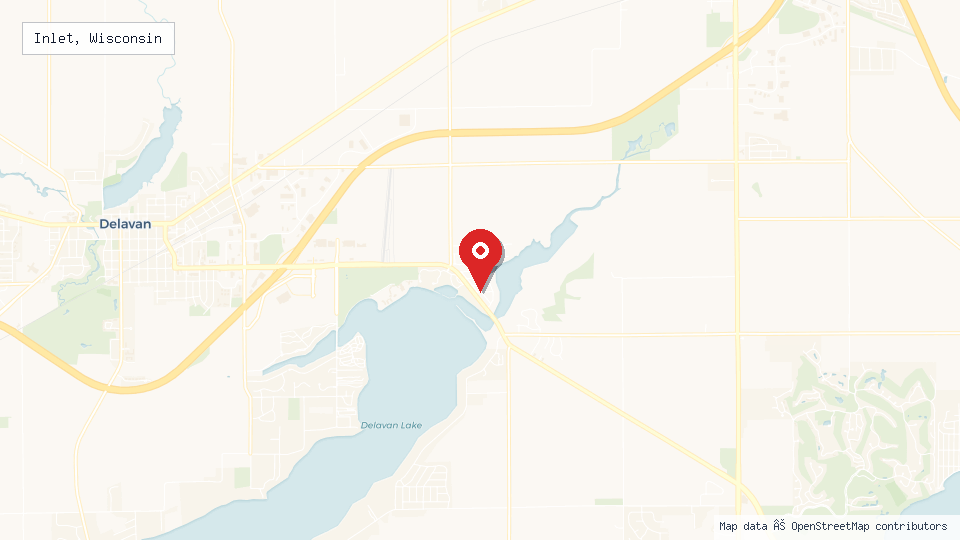 Street map of Inlet, Wisconsin with location pin