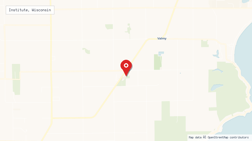 Street map of Institute, Wisconsin with location pin
