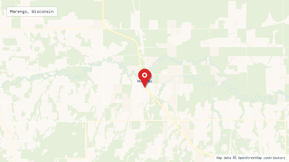 Street map of Marengo, Wisconsin with location pin