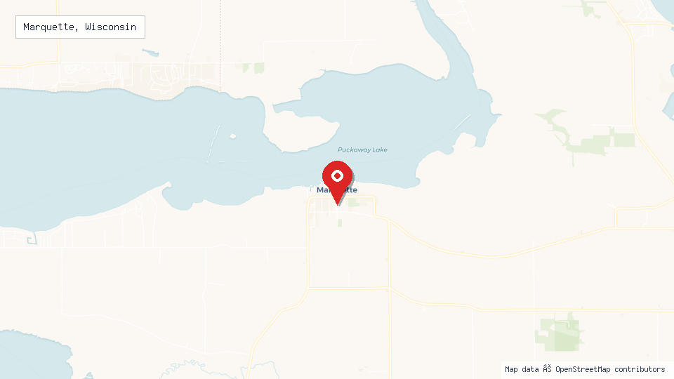 Street map of Marquette, Wisconsin with location pin