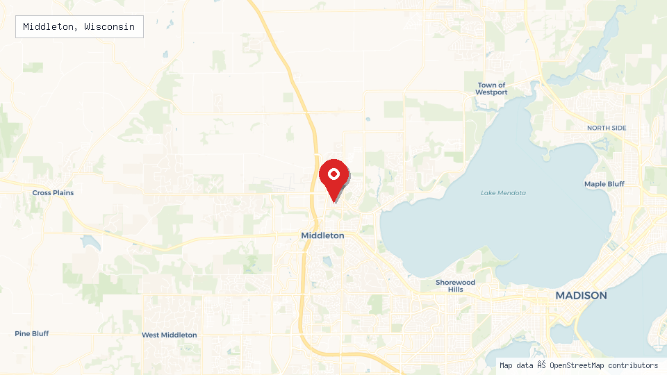 Street map of Middleton, Wisconsin with location pin