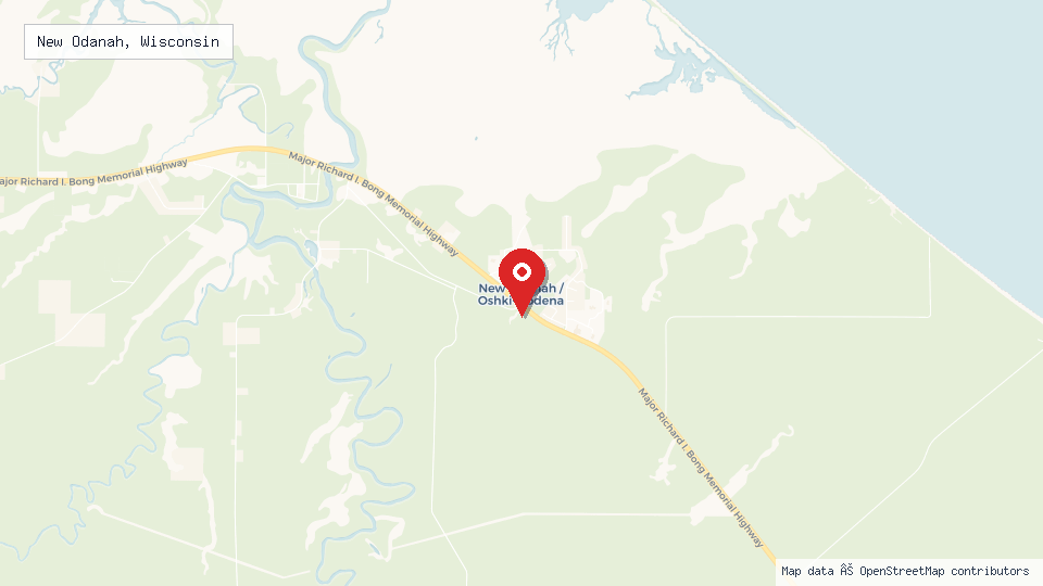 Street map of New Odanah, Wisconsin with location pin