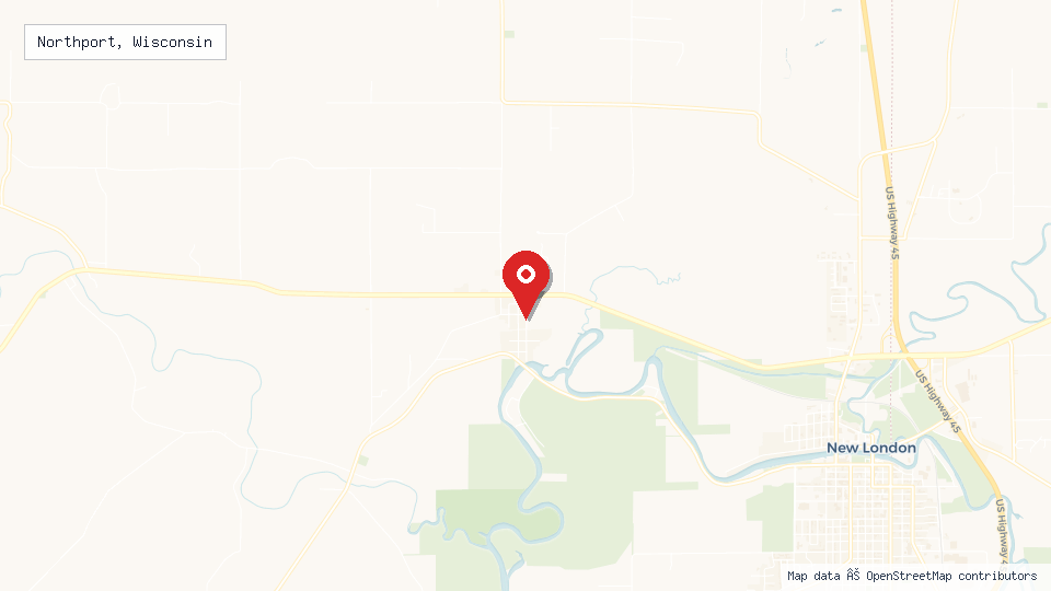 Street map of Northport, Wisconsin with location pin