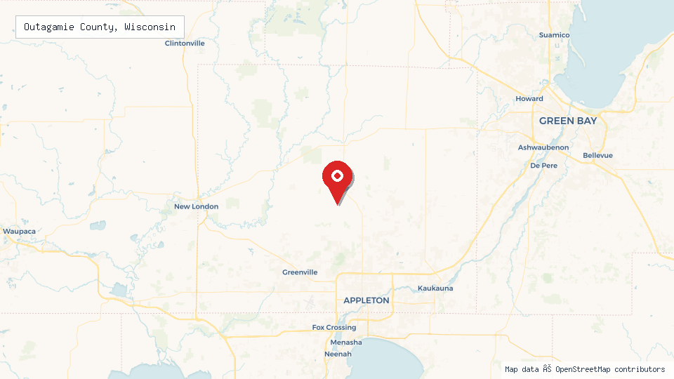Street map of Outagamie County, Wisconsin with location pin