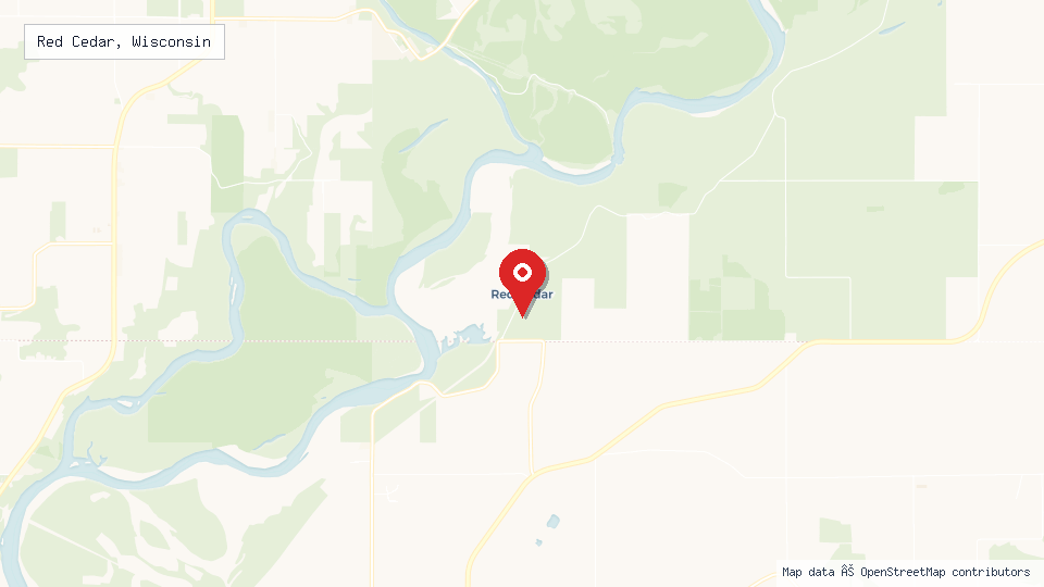 Street map of Red Cedar, Wisconsin with location pin