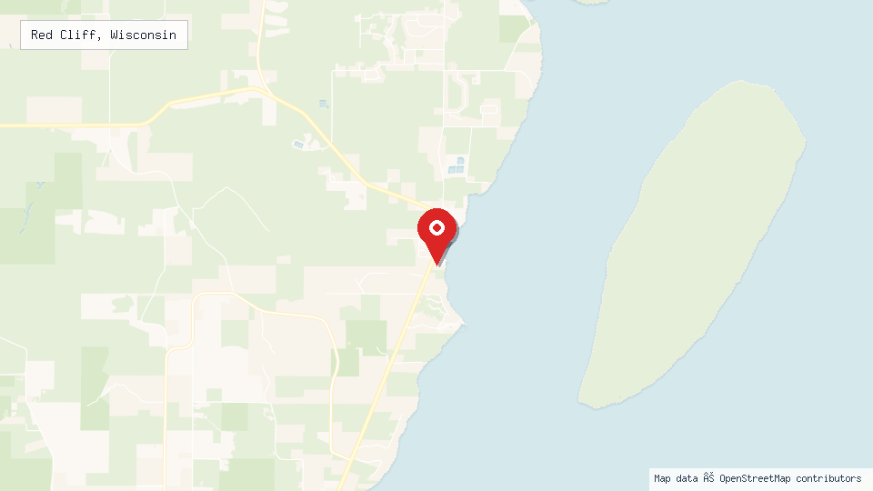 Street map of Red Cliff, Wisconsin with location pin
