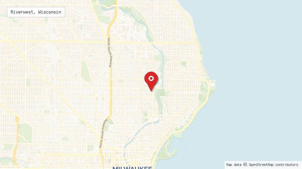 Street map of Riverwest, Wisconsin with location pin