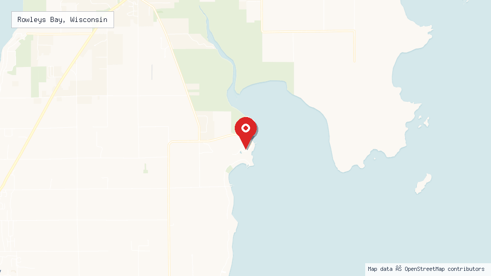 Street map of Rowleys Bay, Wisconsin with location pin