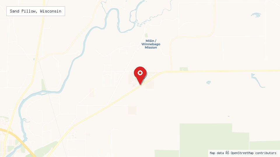 Street map of Sand Pillow, Wisconsin with location pin